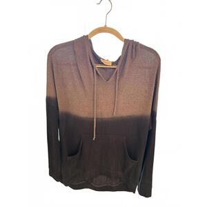 Enti Grey and Black Ombre Hoodie Sweater - Large